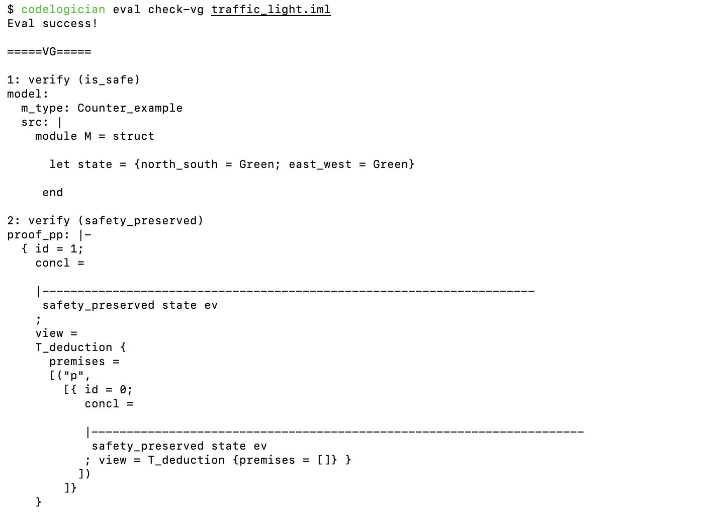 CodeLogician CLI checking is_safe property using ImandraX