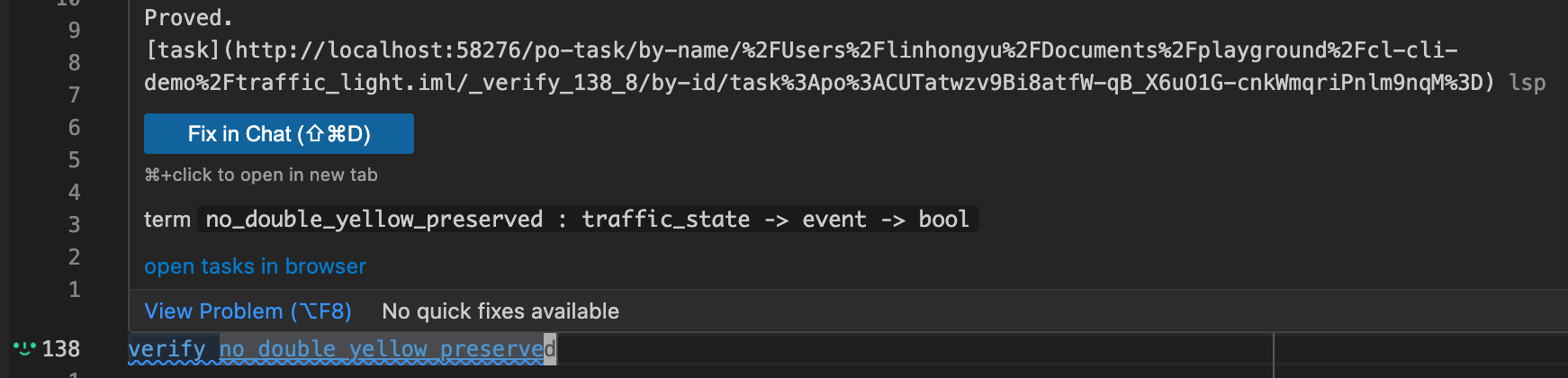 CodeLogician interface showing warning message for unsupported language with option to continue formalization