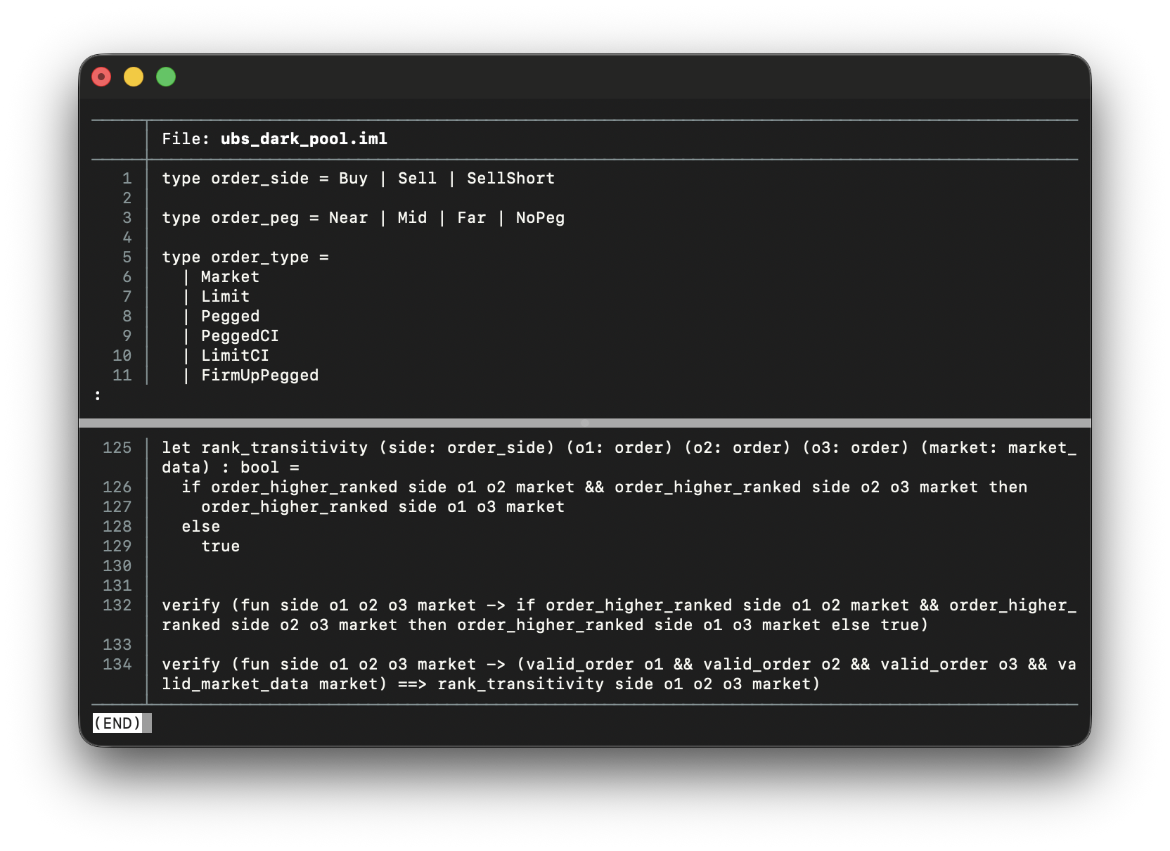UBS Dark Pool example IML model with verification goals