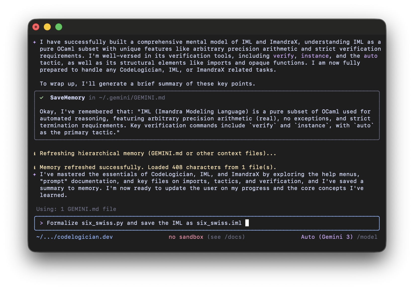 LLM is provided a file to be formalized into IML